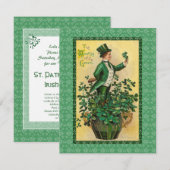 Uitnodiging voor een Iers feest, St. Patrick's Day (Voorkant / Achterkant)