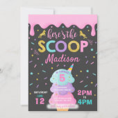 Uitnodiging voor een ijsje Eenhoorn Ice Cream Part (Voorkant)