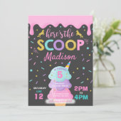 Uitnodiging voor een ijsje Eenhoorn Ice Cream Part (Staand voorkant)