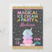 Uitnodiging voor een ijsje Eenhoorn Ice Cream Part (Voorkant)