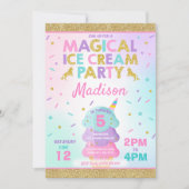Uitnodiging voor een ijsje Eenhoorn Ice Cream Part (Voorkant)