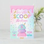 Uitnodiging voor een ijsje Eenhoorn Ice Cream Part (Staand voorkant)