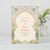 Uitnodiging voor een Indiase bruiloft Hindu bruilo (Staand voorkant)