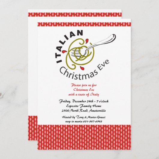 Uitnodiging voor een Italiaans kerstdiner (Voorkant / Achterkant)