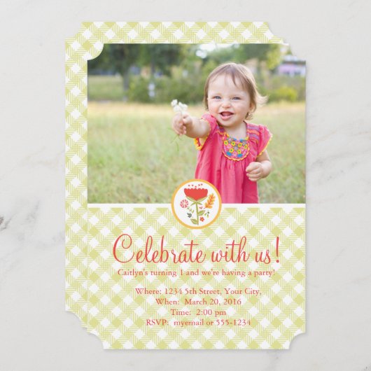 Uitnodiging voor een jarig meisje (Voorkant / Achterkant)