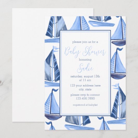 Uitnodiging voor een jongen om een Baby shower met (Voorkant / Achterkant)