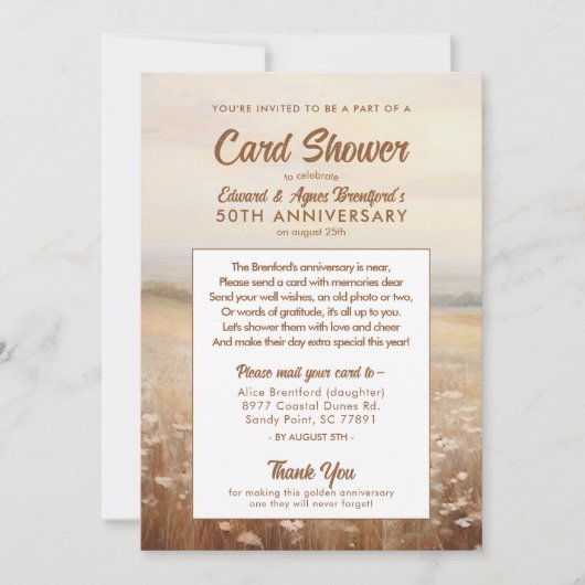 Uitnodiging voor een kaartenshowers ter ere van hu (Voorkant)