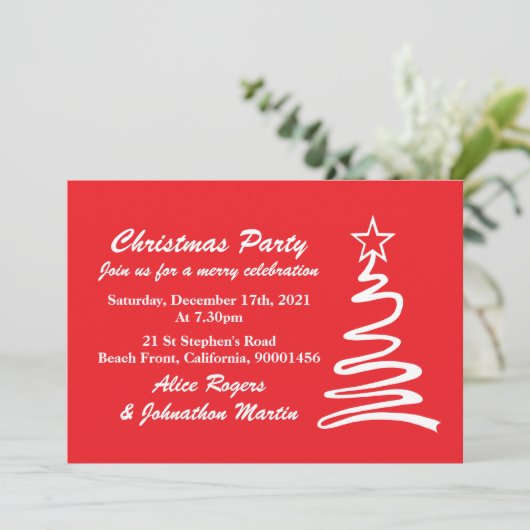 Uitnodiging voor een kerstboomfeest (Staand voorkant)