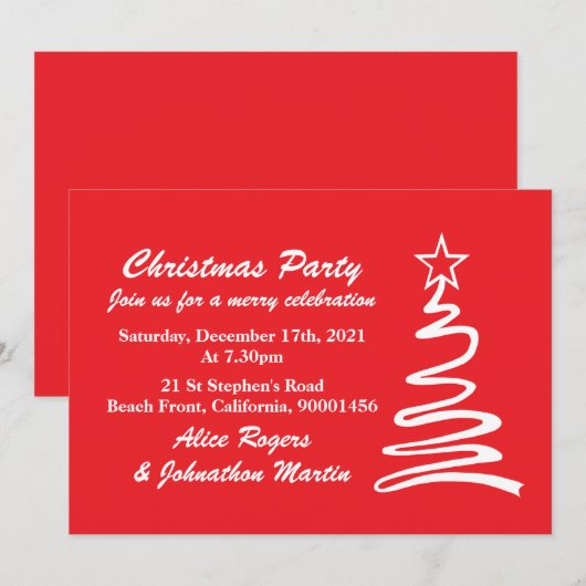 Uitnodiging voor een kerstboomfeest (Voorkant / Achterkant)