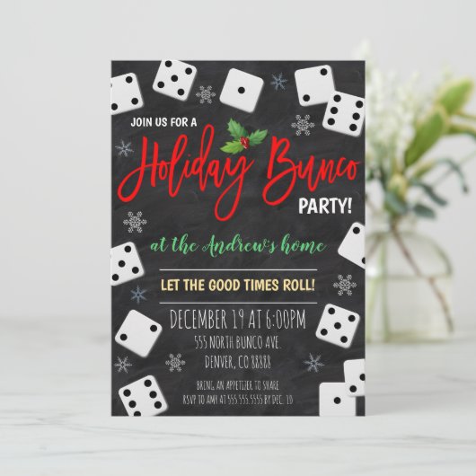 Uitnodiging voor een kerstbunco-feest (Staand voorkant)