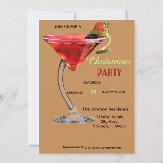Uitnodiging voor een kerstcocktail (Voorkant)
