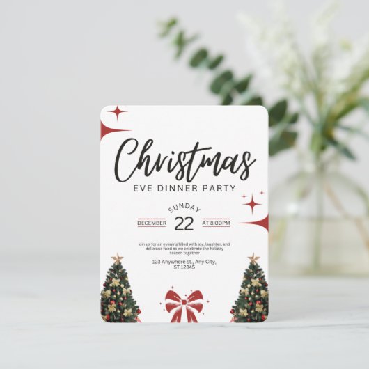 Uitnodiging voor een kerstdiner (Staand voorkant)