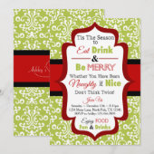 Uitnodiging voor een kerstfeest - Eat Drink & Be M (Voorkant / Achterkant)