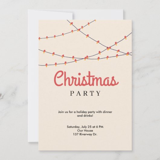 Uitnodiging voor een kerstfeest | Lichten (Voorkant)