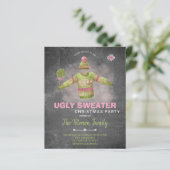 Uitnodiging voor een kerstfeest met lelijke trui o (Staand voorkant)