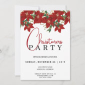Uitnodiging voor een kerstfeest | Rode bloemen (Voorkant)