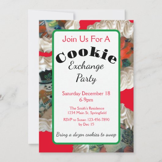 Uitnodiging voor een kerstfeest voor Cookie Exchan (Voorkant)
