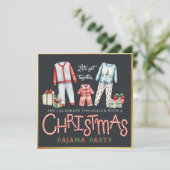 Uitnodiging voor een kerstpyjama-feest met snoepri (Staand voorkant)