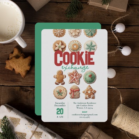 Uitnodiging voor een kerstvakantie-cookie-uitwisse