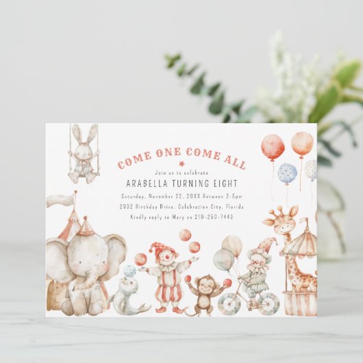 Uitnodiging voor een Kinder verjaardagsfeestje (Staand voorkant)