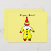 Uitnodiging voor een kinderfeestje met clown (Voorkant / Achterkant)