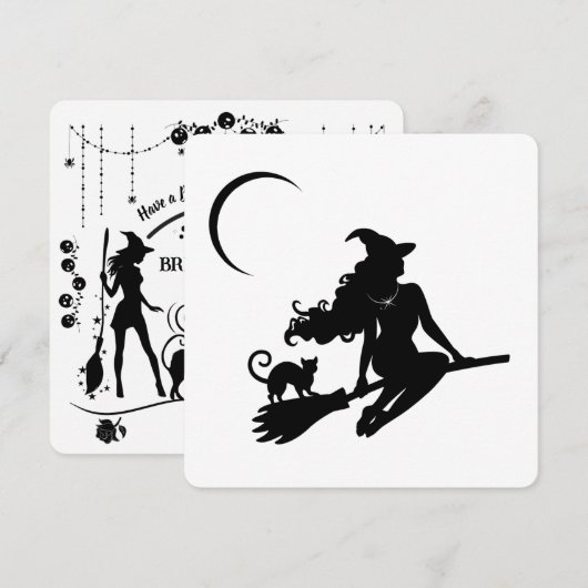 Uitnodiging voor een Klasse Heks Halloweenfeest (Voorkant / Achterkant)