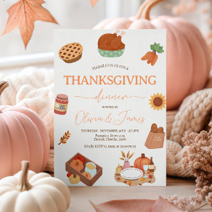Uitnodiging voor een knappe Thanksgiving-dinerfees