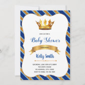 Uitnodiging voor een koninklijk blauw baby shower (Voorkant)