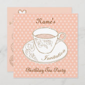 Uitnodiging voor een kopje thee, gepersonaliseerd (Voorkant / Achterkant)