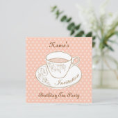 Uitnodiging voor een kopje thee, gepersonaliseerd (Staand voorkant)
