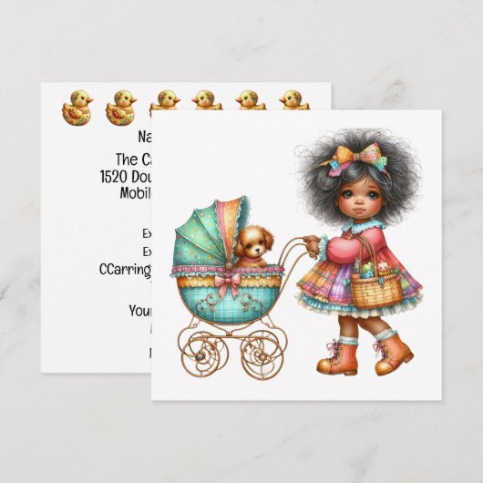 Uitnodiging voor een kostbaar Baby buggy-thema (Voorkant / Achterkant)