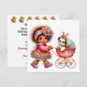 Uitnodiging voor een kostbaar Baby buggy-thema (Voorkant / Achterkant)