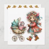 Uitnodiging voor een kostbaar Baby buggy-thema (Voorkant / Achterkant)