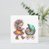 Uitnodiging voor een kostbaar Baby buggy-thema (Staand voorkant)