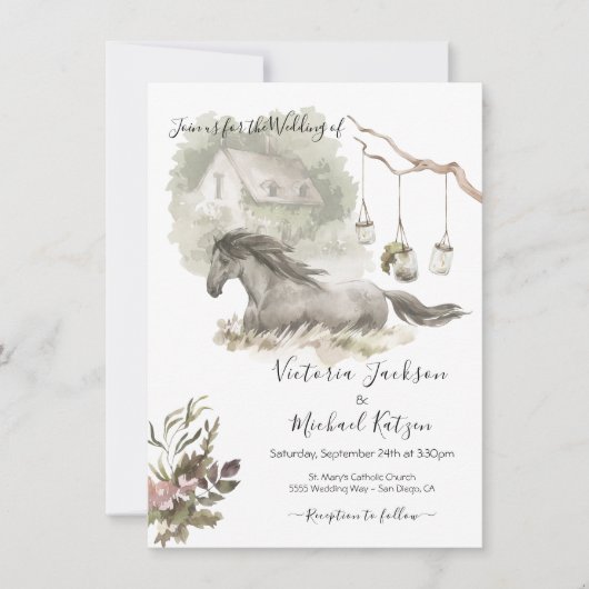 Uitnodiging voor een landelijke bruiloft (Voorkant)