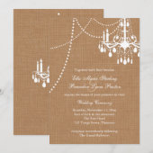Uitnodiging voor een landelijke Burlap Chandelier  (Voorkant / Achterkant)