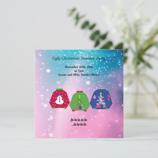Uitnodiging voor een lelijk kersttrui-feest (Staand voorkant)