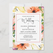 Uitnodiging voor een lente-Sinaasappel Floral Wedd (Voorkant)