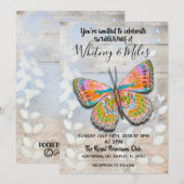 Uitnodiging voor een lente-vlinderbruiloft (Voorkant / Achterkant)