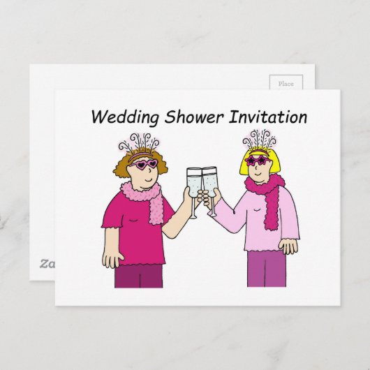 Uitnodiging voor een lesbisch vrijgezellenfeest. (Voorkant / Achterkant)