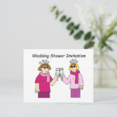 Uitnodiging voor een lesbisch vrijgezellenfeest. (Staand voorkant)