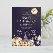 Uitnodiging voor een leuk Halloween Nachtfeest (Staand voorkant)