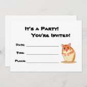 Uitnodiging voor een leuk hamsterfeestje (Voorkant / Achterkant)