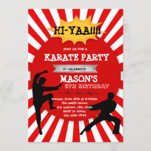 Uitnodiging voor een leuk karate-feestje voor jong