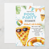 Uitnodiging voor een leuk pizza zwembadfeest (Voorkant / Achterkant)