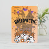 Uitnodiging voor een leuk spookfeest met een schat (Staand voorkant)