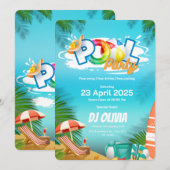 Uitnodiging voor een leuk zwembadfeest (Voorkant / Achterkant)