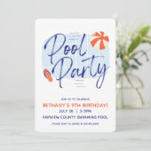 Uitnodiging voor een leuk zwembadfeestje (Staand voorkant)