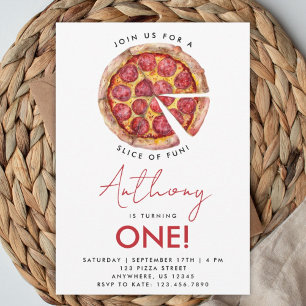 Uitnodiging voor een leuke 1e verjaardag pizzafees