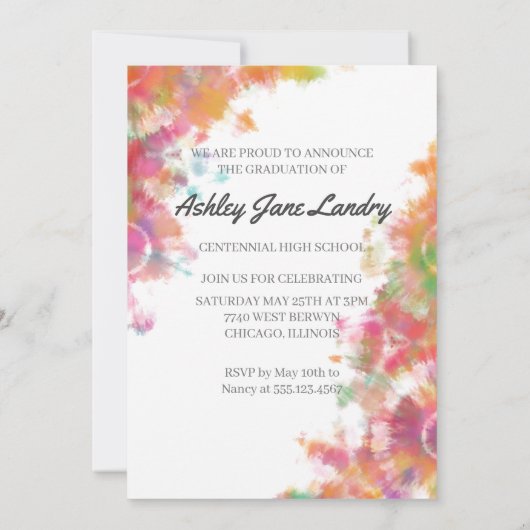 Uitnodiging voor een levendig  Afstuderen (Achterkant)